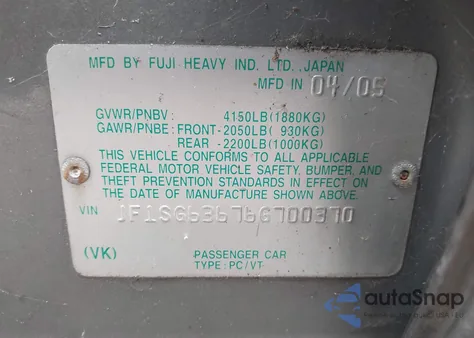 2006 Subaru Forester 2.5X z USA, uszkodzony, nr VIN JF1SG63676G700370